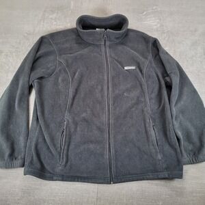 Columbia Womens 3X Gray Fleece Full Zip Jacket Mock Neck Outdoor